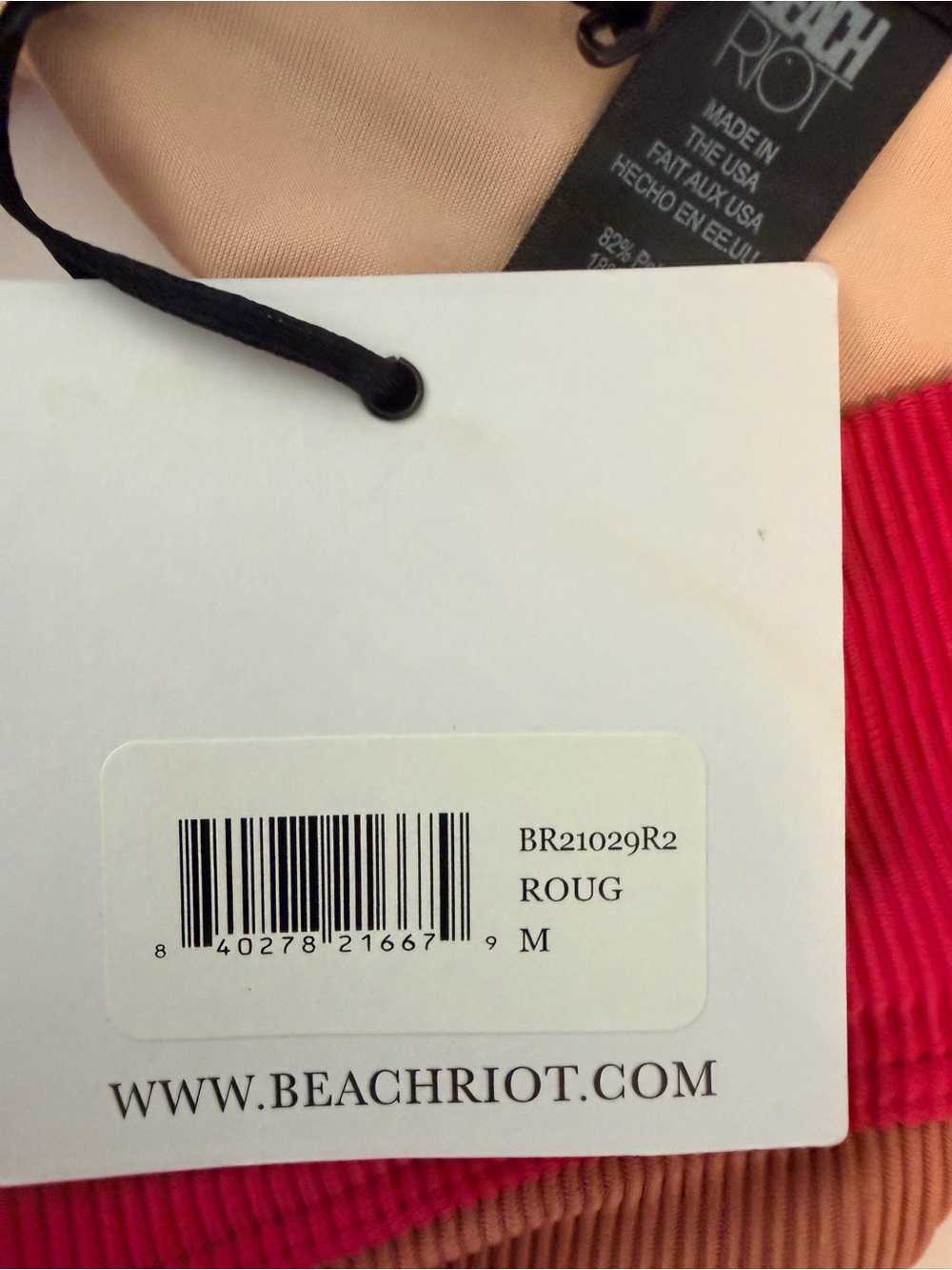 Beach Riot Rouge Colorblock Ribbed Bikini Set - Top S / Bottom M - Picture 5 of 6